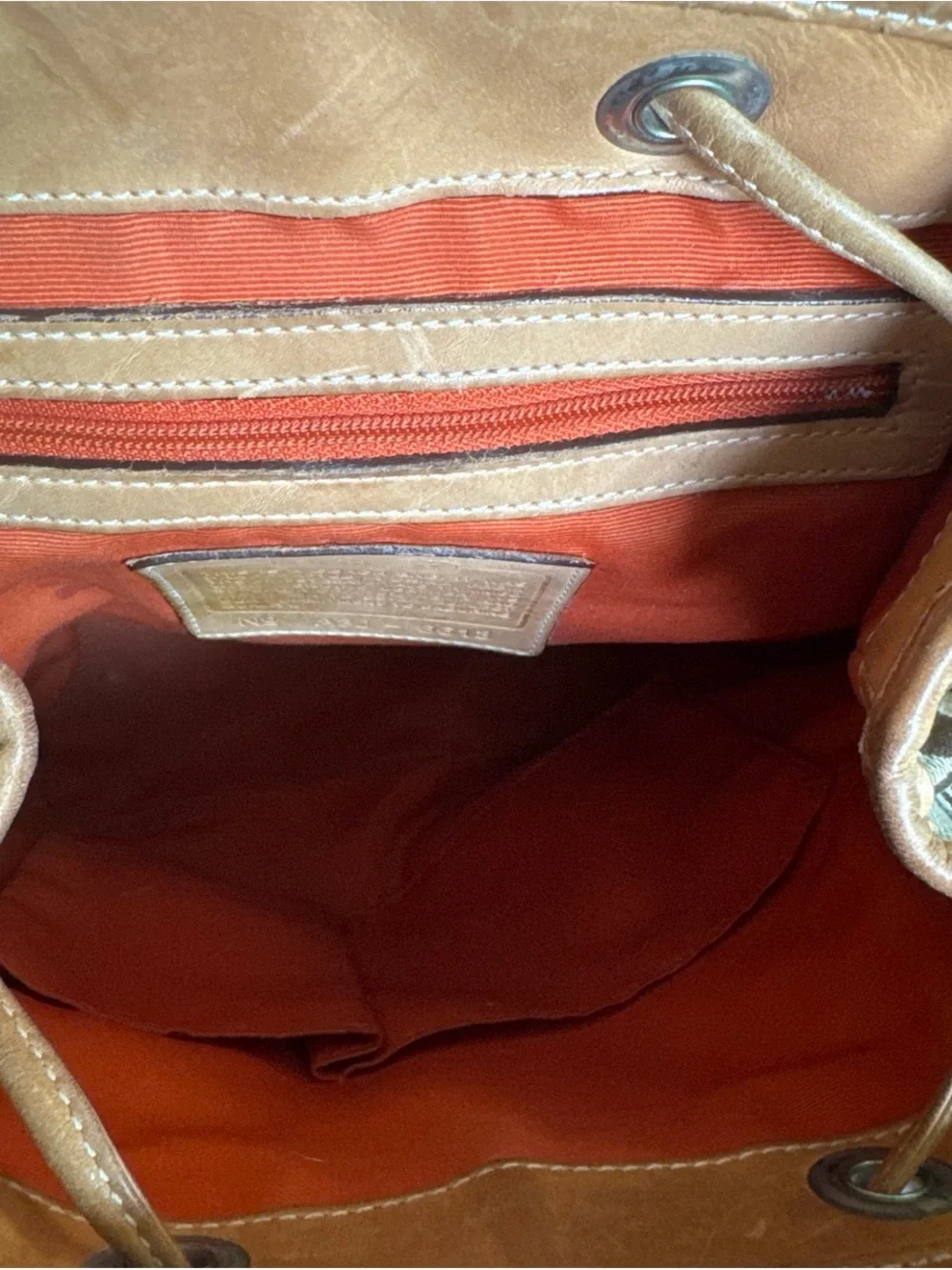Coach Signature Canvas Drawstring Backpack in Brown and Tan